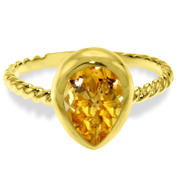 14KGOLD RINGS WITH NATURAL PEAR SHAPE CITRINE